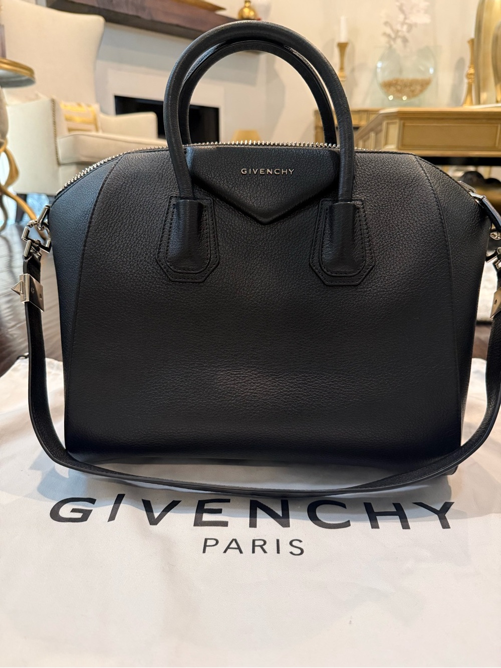 Givenchy Black Leather Satchel with Detachable Strap